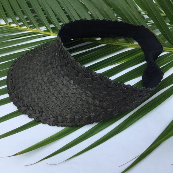 Black Straw Visor 🌞 Same as Free People Baha Hat - Picture 4 of 7